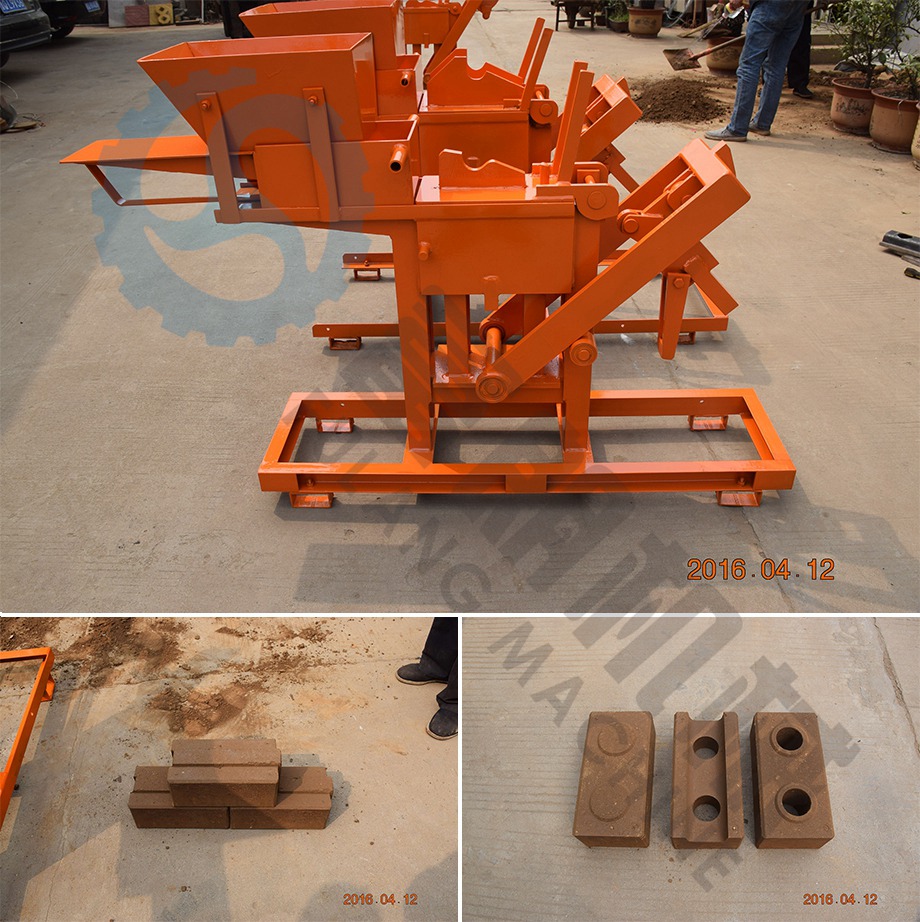 FL1-40 manual press interlocking brick machine testing for Customer from US