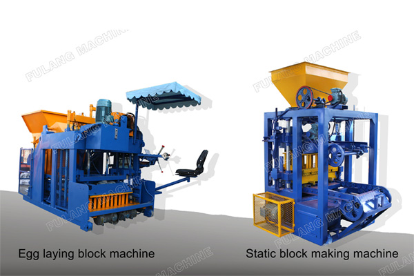 Static block machine and egg laying block machine