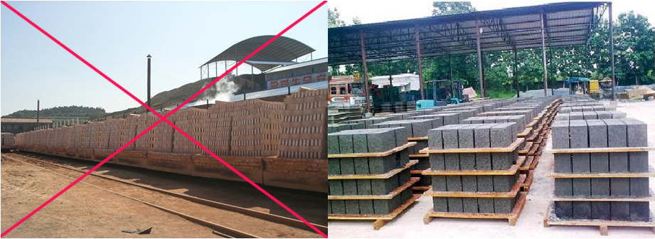 Advantage of concrete block factory compared to traditional burned