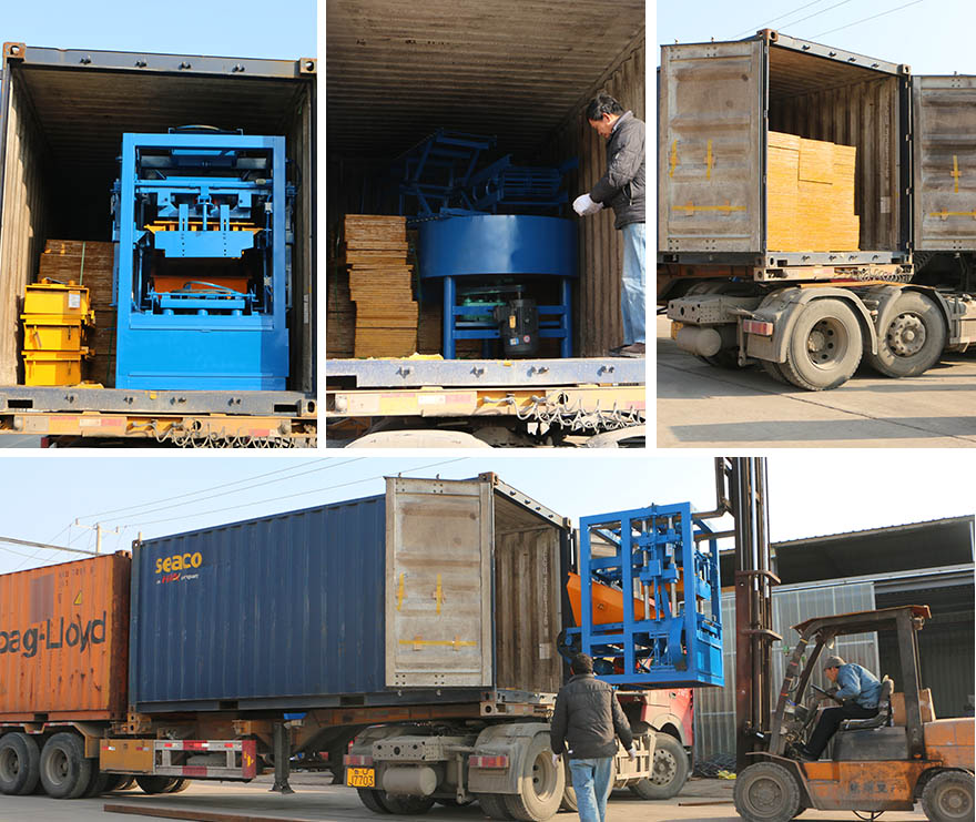 packing  and delivery QTF4-24 hollow block machine to Tanzania